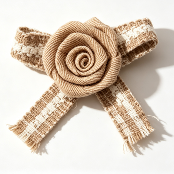 Burlap Plaid Bow Embellishment - Rustic Handmade Bow Applique for Shoes, Hats & Gift Boxes