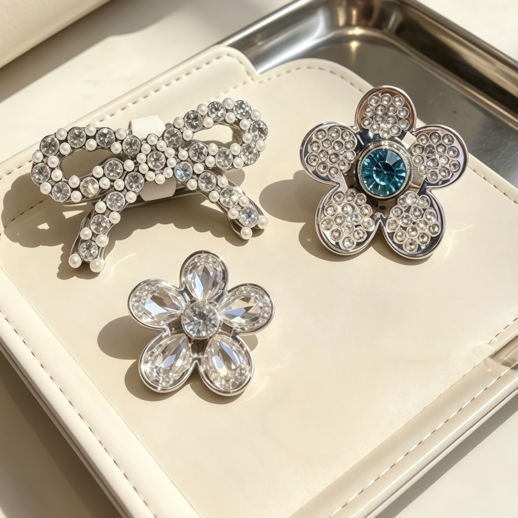 Rhinestone Shoe Charms - Sparkling Bow & Flower Shoe Clips for Sneakers & Casual Shoes