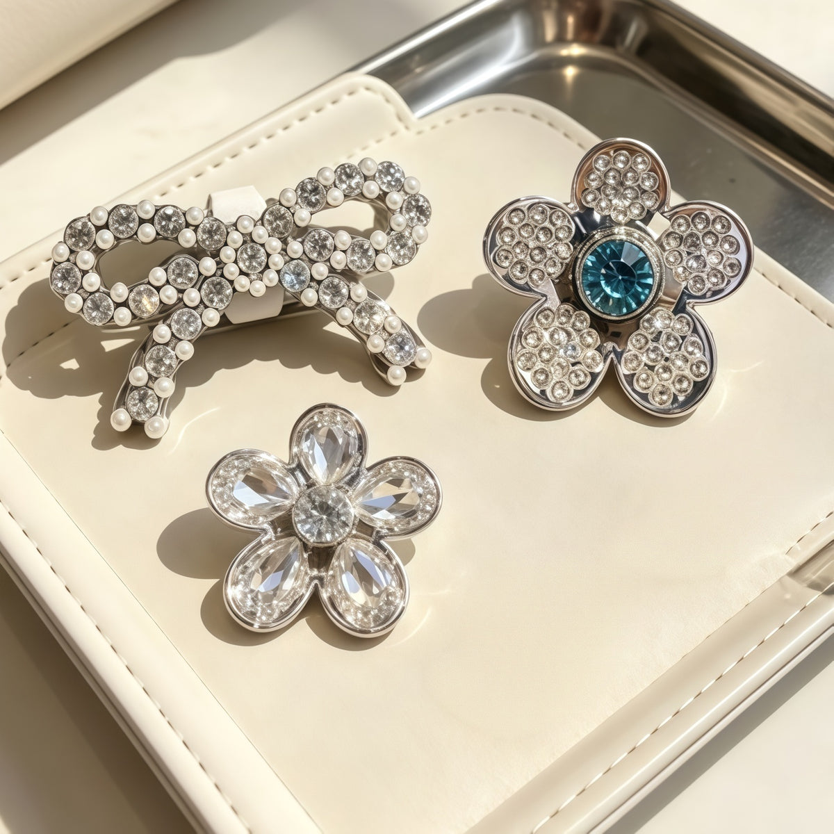 Rhinestone Shoe Charms - Sparkling Bow & Flower Shoe Clips for Sneakers & Casual Shoes