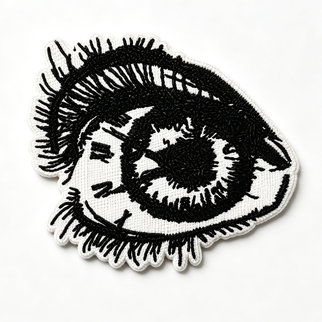 Black & White Embroidered Patch - Self-Adhesive & Iron-On Applique for Clothing, Bags & DIY Crafts