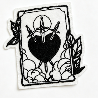 Black & White Embroidered Patch - Self-Adhesive & Iron-On Applique for Clothing, Bags & DIY Crafts