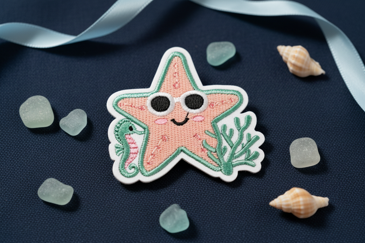Ocean-Themed Embroidered Patch - Sew-On Applique for Clothing, Bags & DIY Crafts