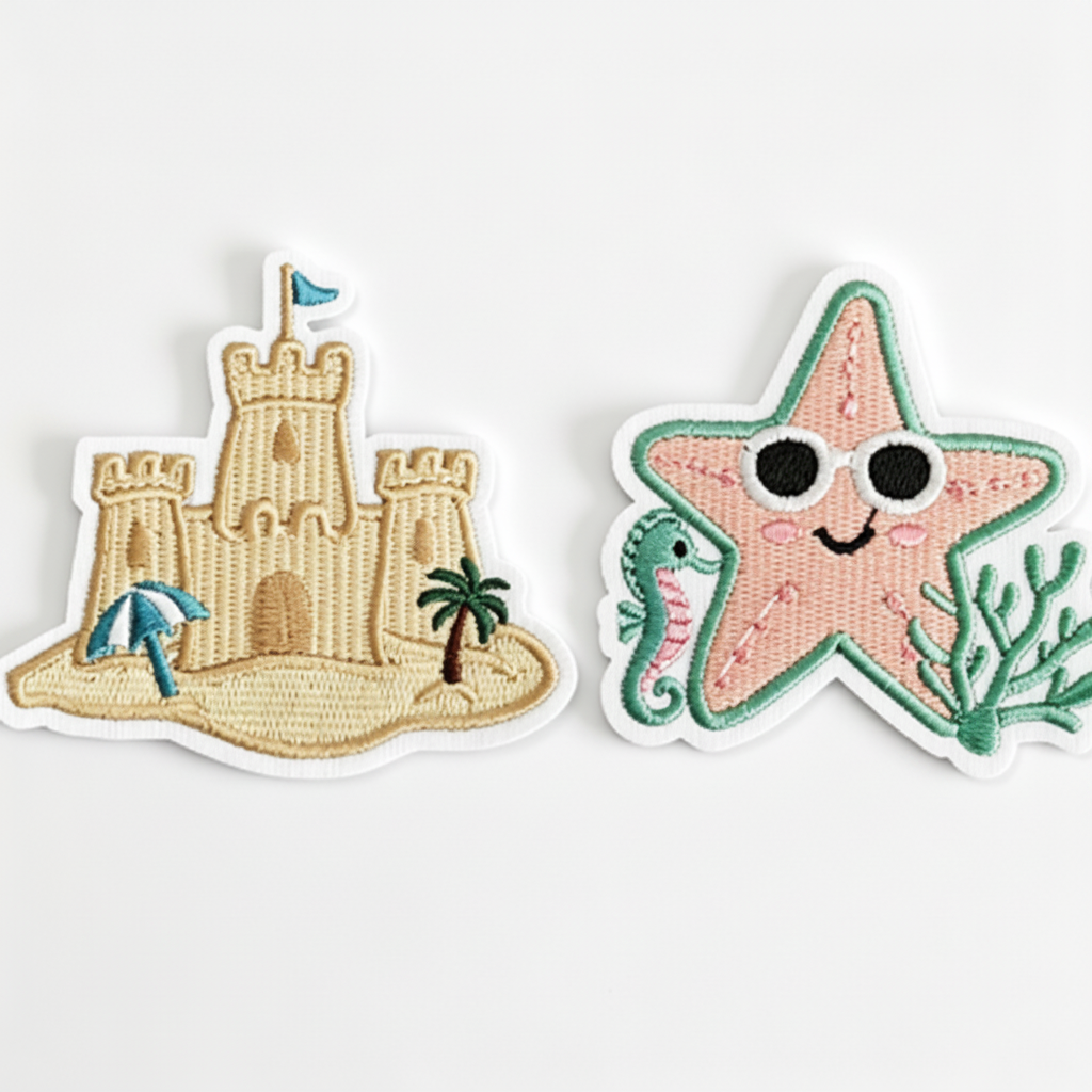 Ocean-Themed Embroidered Patch - Sew-On Applique for Clothing, Bags & DIY Crafts