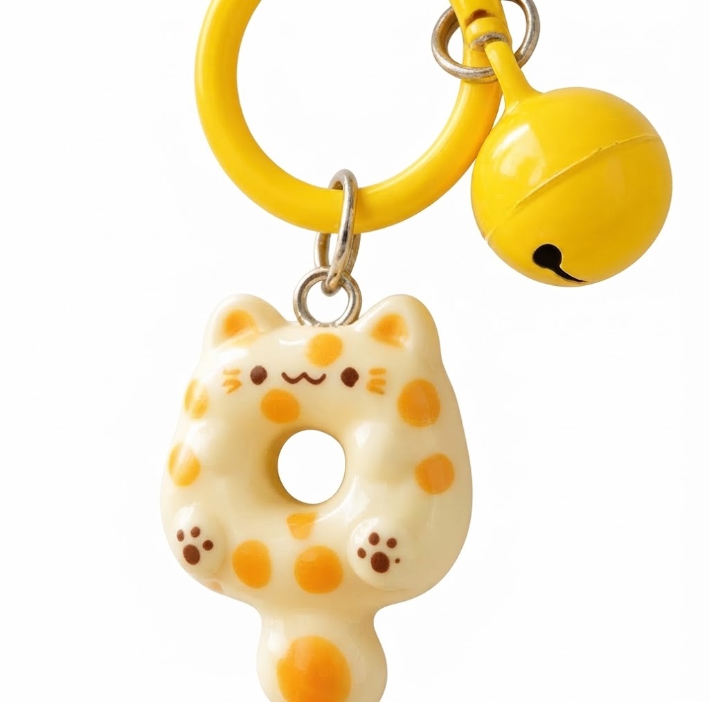 Cute Cartoon Cat Keychain - Kawaii Resin Cat Pendant for Keys, Bags & Earphone Cases