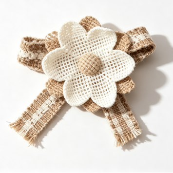Burlap Plaid Bow Embellishment - Rustic Handmade Bow Applique for Shoes, Hats & Gift Boxes