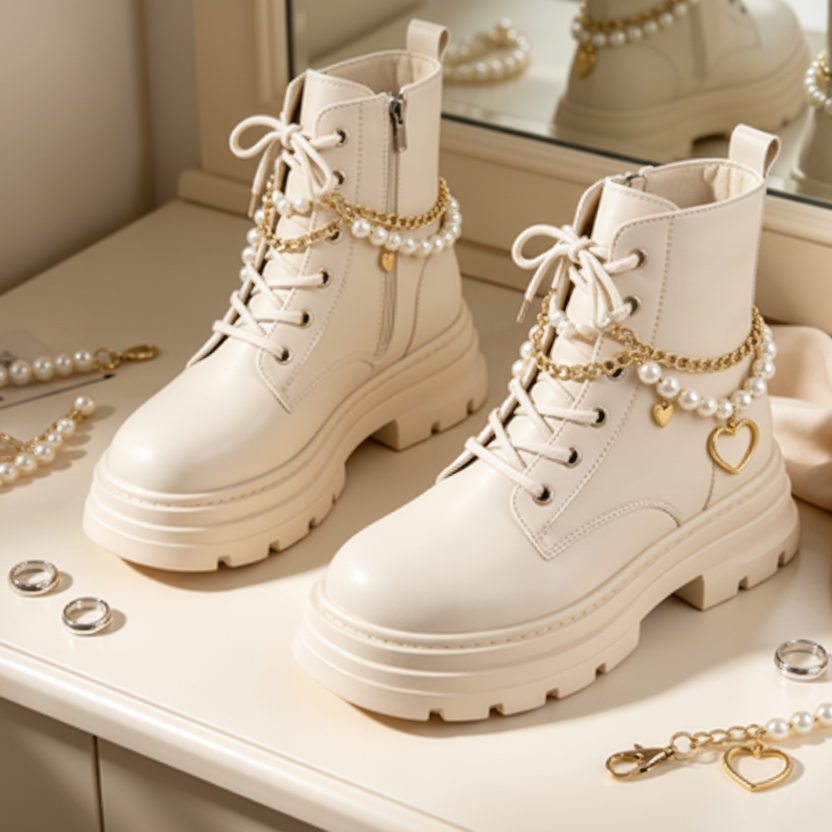 Multi-Layer Pearl Chain Shoe Charm - Elegant Boot Chain for Boots & Casual Shoes