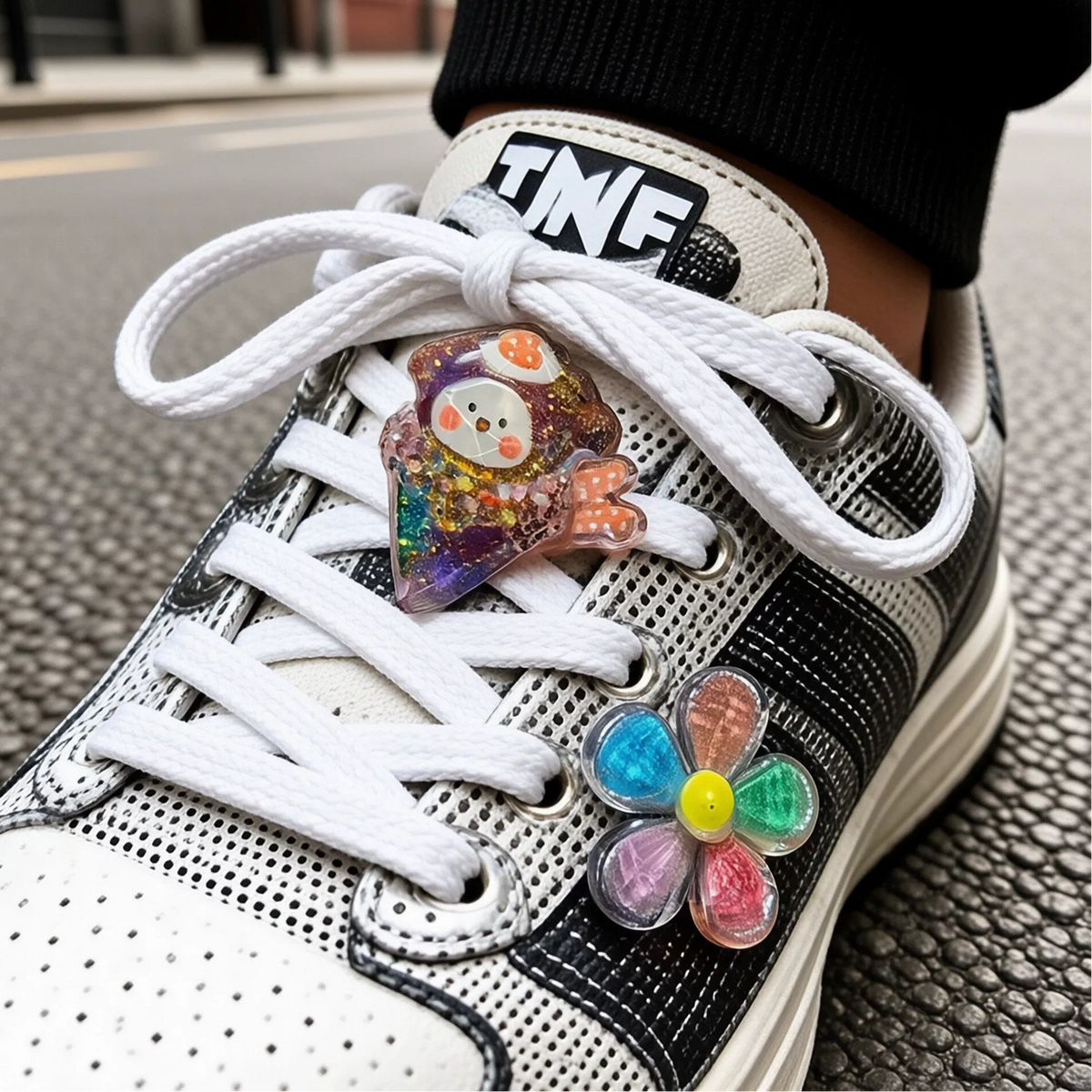 Glitter Acrylic Shoe Charms - Cute Bear, Strawberry & Flower Shoe Clips for Sneakers & Casual Shoes