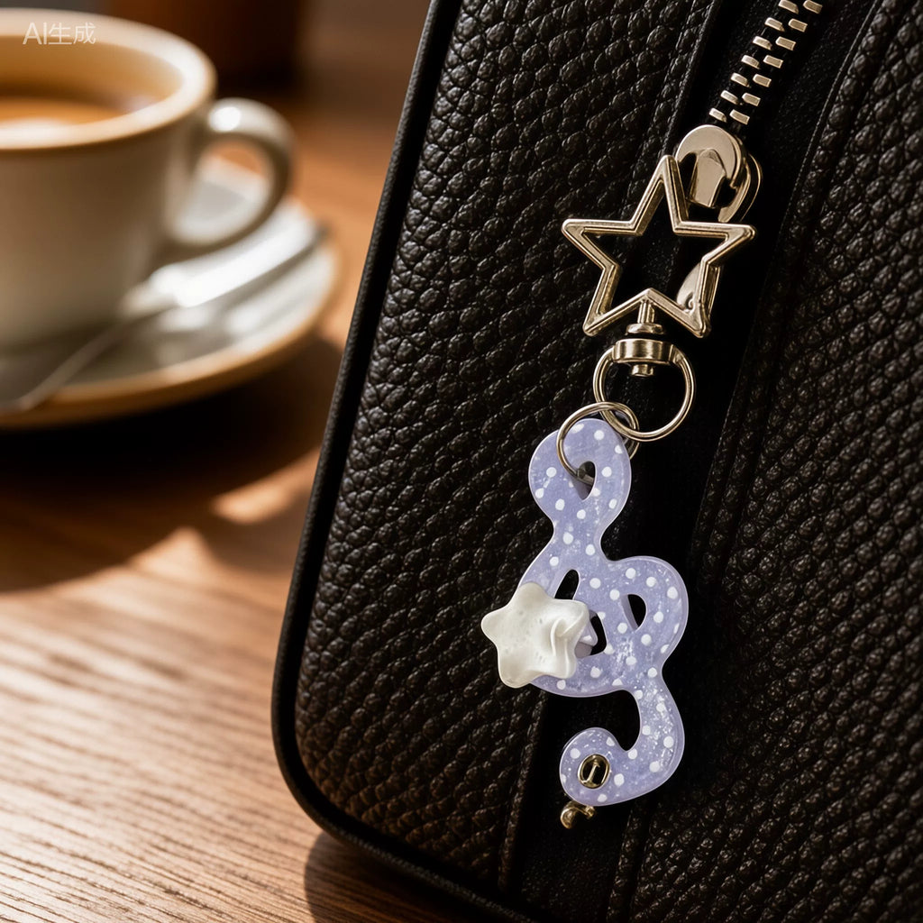Cute Acrylic Music Note Keychain - Angel Wing & Star Pendant for Keys & Bags