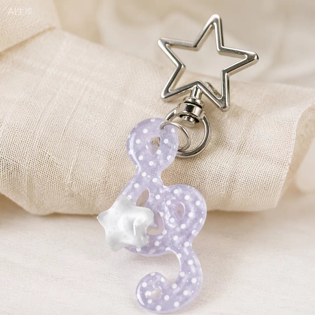Cute Acrylic Music Note Keychain - Angel Wing & Star Pendant for Keys & Bags