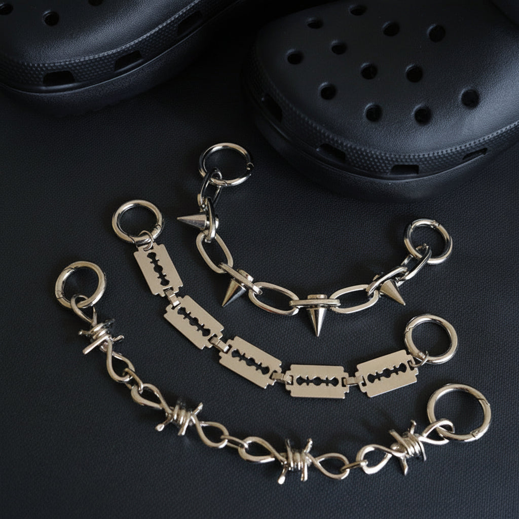 Vintage Metal Chain Shoe Charm - Punk Style Shoe Chain for Sneakers, Boots & Sandals