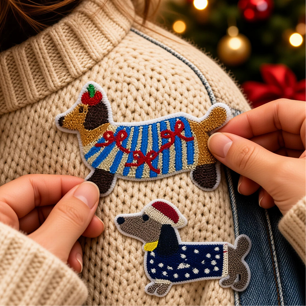 Embroidered Dog Patch - Iron-On & Self-Adhesive Applique for Clothing, Hats & Bags