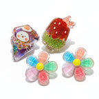 Glitter Acrylic Shoe Charms - Cute Bear, Strawberry & Flower Shoe Clips for Sneakers & Casual Shoes