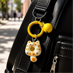 Cute Cartoon Cat Keychain - Kawaii Resin Cat Pendant for Keys, Bags & Earphone Cases