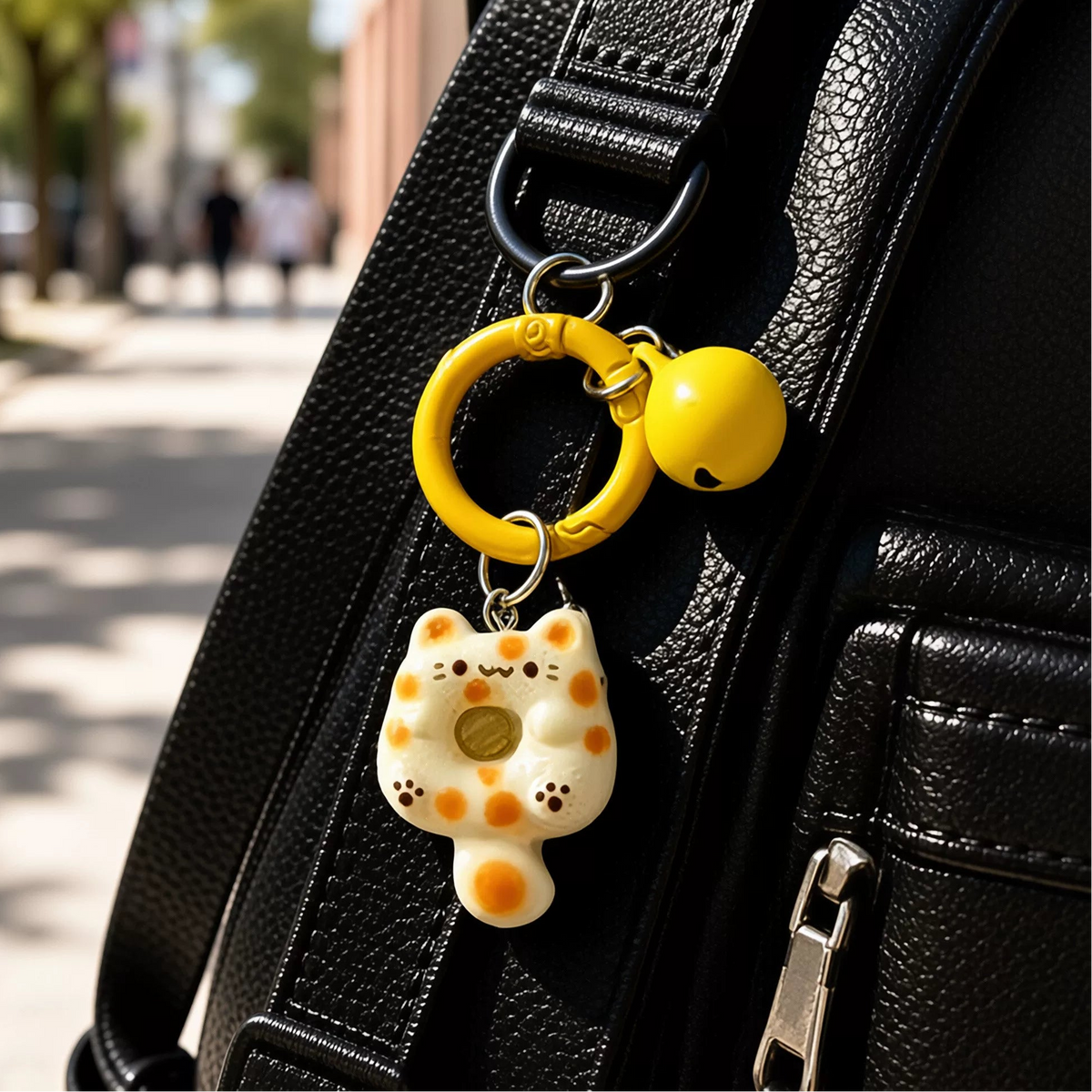 Cute Cartoon Cat Keychain - Kawaii Resin Cat Pendant for Keys, Bags & Earphone Cases