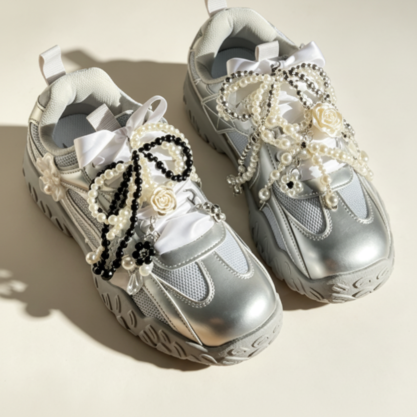 Pearl Beaded Shoelace Charms - Elegant Shoelace Clips for Sneakers & Casual Shoes