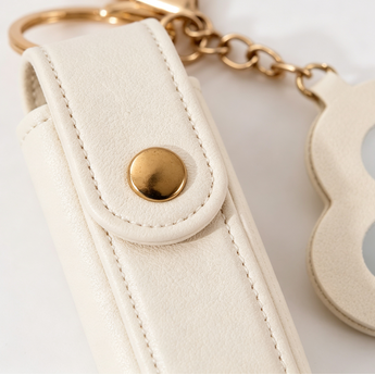 PU Leather Heart Mirror Keychain - Cute Mini Makeup Mirror Pendant for Keys & Bags