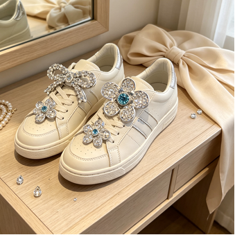 Rhinestone Shoe Charms - Sparkling Bow & Flower Shoe Clips for Sneakers & Casual Shoes