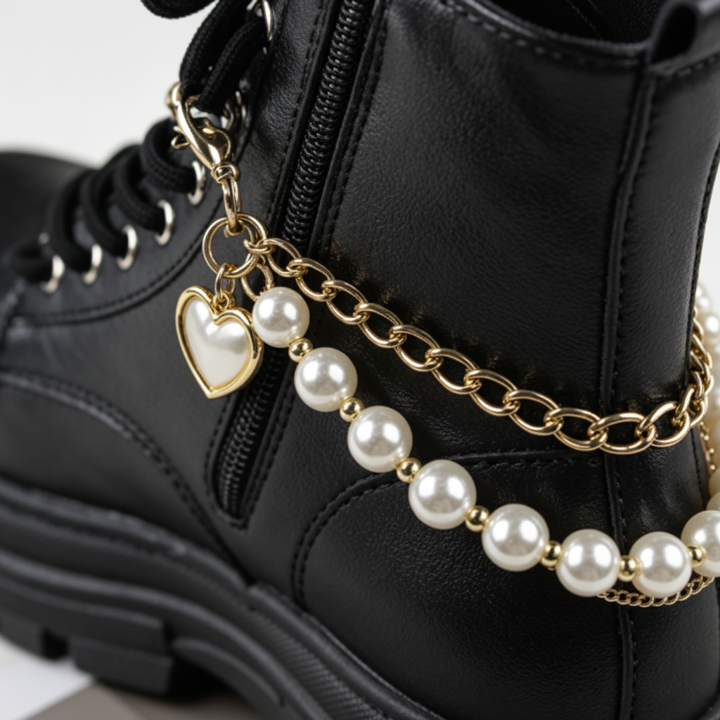 Multi-Layer Pearl Chain Shoe Charm - Elegant Boot Chain for Boots & Casual Shoes